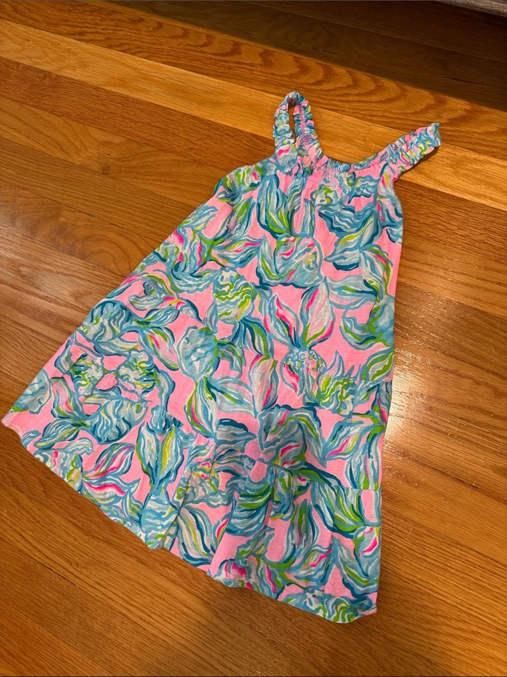 Lilly Pulitzer Pink Floral Ruffled-Strap Sundress